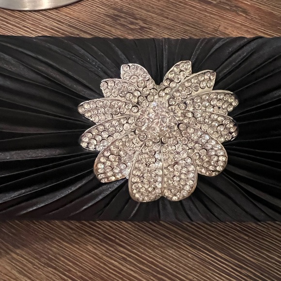 Brand new Black Satin Evening Purse Clutch Crystals - Picture 2 of 6